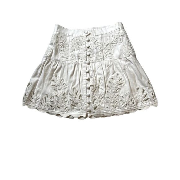 Anthropologie Ivory Drop-Waist Embroidered Eyelet Skirt - Picture 7 of 11